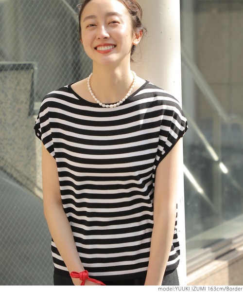 coca(coca)(コカ)の「ノースリーブボーダーカットトップス(Tシャツ/カットソー・レディース・ホワイト×ブラック・ONE SIZE)」の12枚目の写真