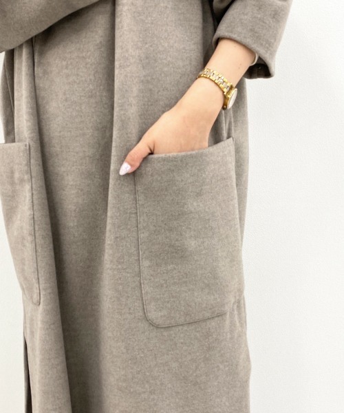 apres jour mignon（アプレジュールミニョン）の「ガウンコート【ZOZOTOWN限定アイテム】★20AW（チェスターコート・レディース・ダークブラウン/モカ/ブラウン系その他・フリー）」の8枚目の写真