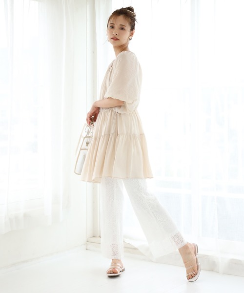 one after another NICE CLAUP（ワンアフターアナザーナイスクラップ）の「３Wayティアードチュニック（チュニック・レディース・ベージュ/オフホワイト/チェック/コーラル・FREE）」の19枚目の写真