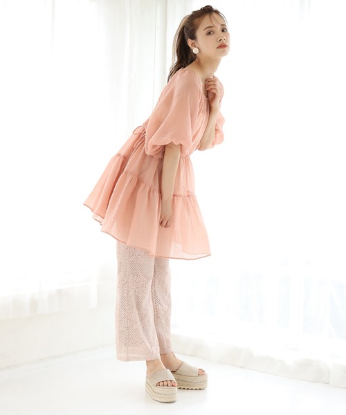 one after another NICE CLAUP（ワンアフターアナザーナイスクラップ）の「３Wayティアードチュニック（チュニック・レディース・ベージュ/オフホワイト/チェック/コーラル・FREE）」の20枚目の写真