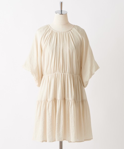 one after another NICE CLAUP（ワンアフターアナザーナイスクラップ）の「３Wayティアードチュニック（チュニック・レディース・ベージュ/オフホワイト/チェック/コーラル・FREE）」の8枚目の写真