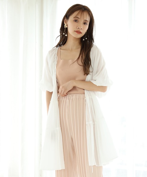 one after another NICE CLAUP（ワンアフターアナザーナイスクラップ）の「３Wayティアードチュニック（チュニック・レディース・ベージュ/オフホワイト/チェック/コーラル・FREE）」の6枚目の写真