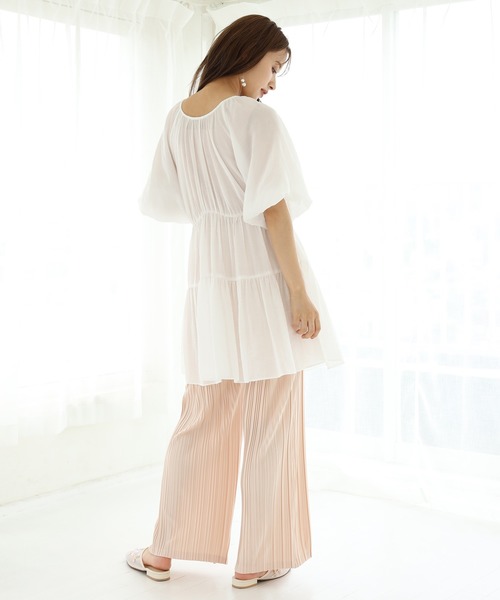 one after another NICE CLAUP（ワンアフターアナザーナイスクラップ）の「３Wayティアードチュニック（チュニック・レディース・ベージュ/オフホワイト/チェック/コーラル・FREE）」の18枚目の写真