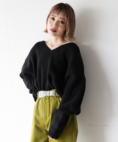 PAGEBOY(ページボーイ)の「バックレースアップニット(ニット/セーター・レディース・ブラック/オフホワイト/ライム・FREE)」の10枚目の写真