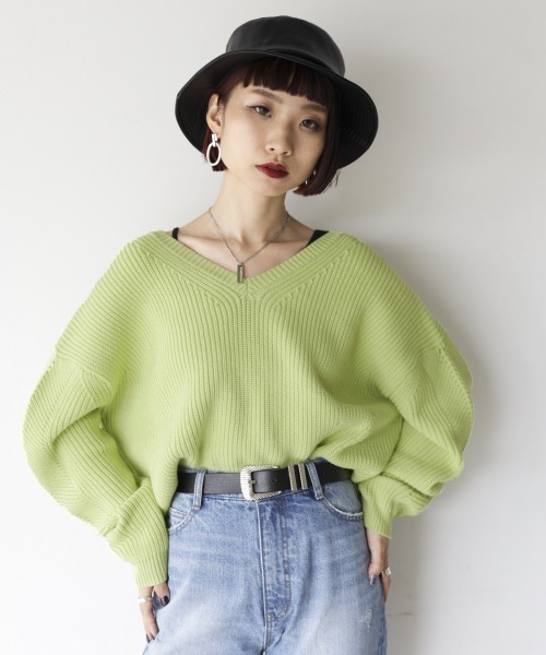 PAGEBOY(ページボーイ)の「バックレースアップニット(ニット/セーター・レディース・ブラック/オフホワイト/ライム・FREE)」の16枚目の写真