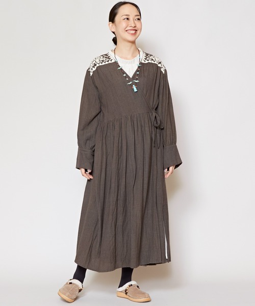 チャイハネ 麻混刺繍カシュクールワンピース ロングカーディガン2way ワンピース チャイハネ チャイハネ のファッション通販 Zozotown