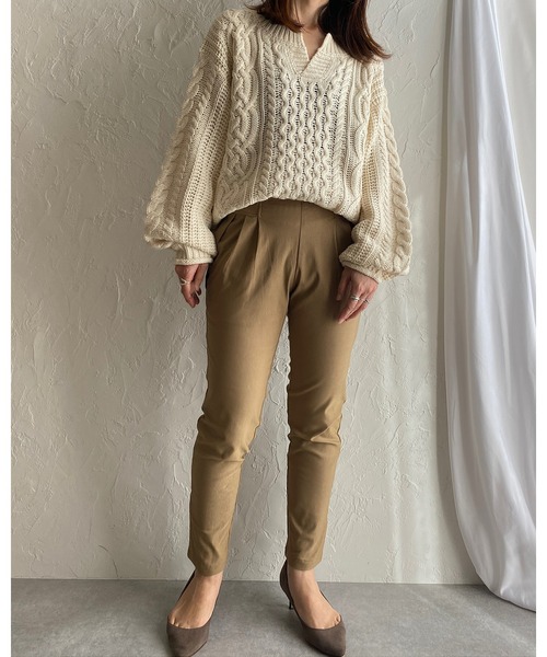 She's Closet(シーズクローゼット)の「裏起毛ウォームストレッチテーパードパンツ(その他パンツ・レディース・ブラック/ベージュ/カーキ・M/L/XL)」の19枚目の写真