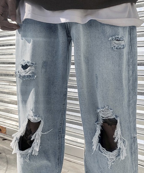 WESTBOY(ウエストボーイ)の「【WB VINTAGE】Wide Pants in Dameged Denim WBV21S07(デニムパンツ・メンズ・ブルー・M/L/XL)」の1枚目の写真