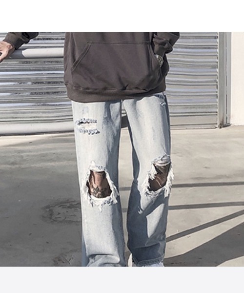 WESTBOY(ウエストボーイ)の「【WB VINTAGE】Wide Pants in Dameged Denim WBV21S07(デニムパンツ・メンズ・ブルー・M/L/XL)」の5枚目の写真