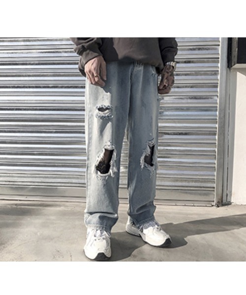 WESTBOY(ウエストボーイ)の「【WB VINTAGE】Wide Pants in Dameged Denim WBV21S07(デニムパンツ・メンズ・ブルー・M/L/XL)」の4枚目の写真