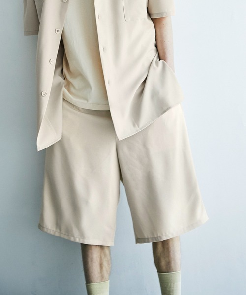 EMMA CLOTHES(エマクローズ)の「裾サイドロープ1タックワイドショーツ【EMMA CLOTHES/エマクローズ】(その他パンツ・メンズ・ブラック/ベージュ/ライラック/グレイッシュベージュ/キナリ・FREE)」の2枚目の写真