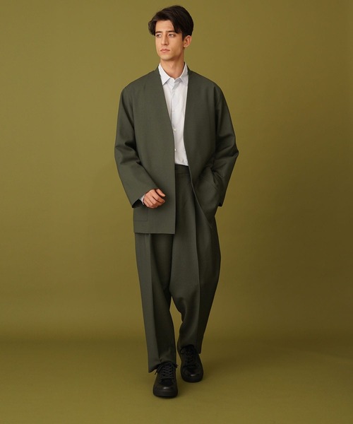 markaware（マーカウェア）の「【MARKAWARE】2TUCK COCOON FIT（スラックス・メンズ・ベージュ/グリーン・1/2）」の5枚目の写真