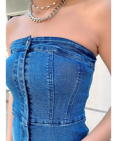 【完売品】 PARTY デニムベアミニワンピース 現行品 Chico（チコ）の「デニムベアミニワンピース（ワンピース）」 - WEAR