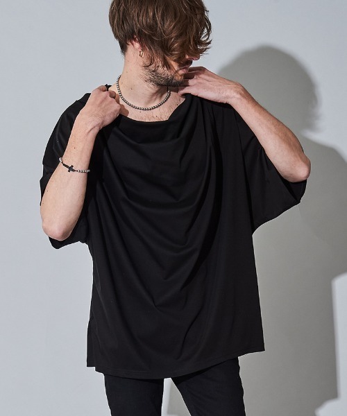 NO ID.（ノーアイディ）の「mt7144- ﾄﾞﾙﾏﾝｽﾘｰﾌﾞﾄﾞﾚｰﾌﾟT Tシャツ（Tシャツ/カットソー・メンズ・ホワイト/ブラック/グレー・ONE SIZE）」の12枚目の写真