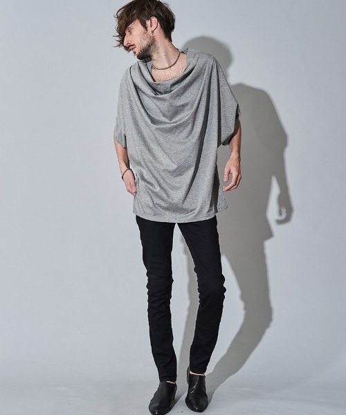 NO ID.（ノーアイディ）の「mt7144- ﾄﾞﾙﾏﾝｽﾘｰﾌﾞﾄﾞﾚｰﾌﾟT Tシャツ（Tシャツ/カットソー・メンズ・ホワイト/ブラック/グレー・ONE SIZE）」の16枚目の写真