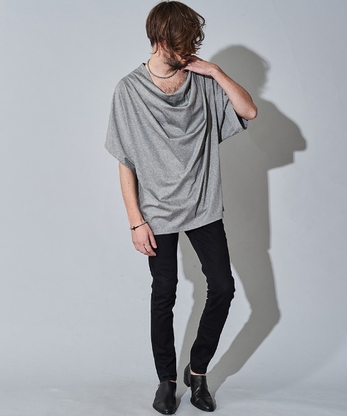 NO ID.（ノーアイディ）の「mt7144- ﾄﾞﾙﾏﾝｽﾘｰﾌﾞﾄﾞﾚｰﾌﾟT Tシャツ（Tシャツ/カットソー・メンズ・ホワイト/ブラック/グレー・ONE SIZE）」の17枚目の写真