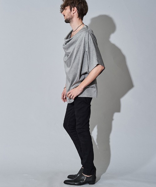 NO ID.（ノーアイディ）の「mt7144- ﾄﾞﾙﾏﾝｽﾘｰﾌﾞﾄﾞﾚｰﾌﾟT Tシャツ（Tシャツ/カットソー・メンズ・ホワイト/ブラック/グレー・ONE SIZE）」の18枚目の写真