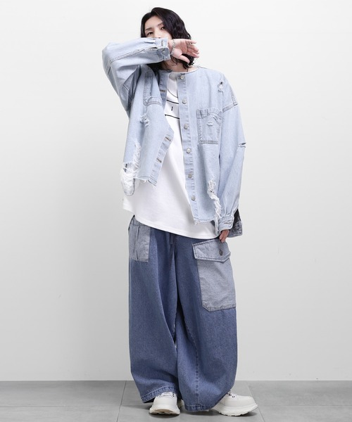 minsobi（ミンソビ）の「ビッグシルエットロングTシャツ（Tシャツ/カットソー・メンズ・ホワイト/ブラック・FREE）」の9枚目の写真