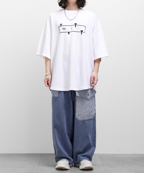 minsobi（ミンソビ）の「ビッグシルエットロングTシャツ（Tシャツ/カットソー・メンズ・ホワイト/ブラック・FREE）」の16枚目の写真