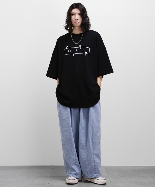 minsobi（ミンソビ）の「ビッグシルエットロングTシャツ（Tシャツ/カットソー・メンズ・ホワイト/ブラック・FREE）」の15枚目の写真