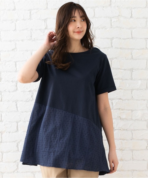 sabstreet my standard（サブストリートマイスタンダード）の「ドビー切り替えアシメチュニック（シャツ/ブラウス・レディース・ネイビー/ブラック・9号）」の2枚目の写真