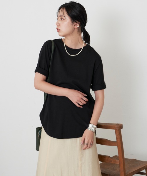 Aunt Marie's(アントマリーズ)の「裾ラウンドスリットビッグTシャツ/AUNT MARIE'S(Tシャツ/カットソー・レディース・ホワイト/チャコールグレー/ブラック・FREE)」の18枚目の写真