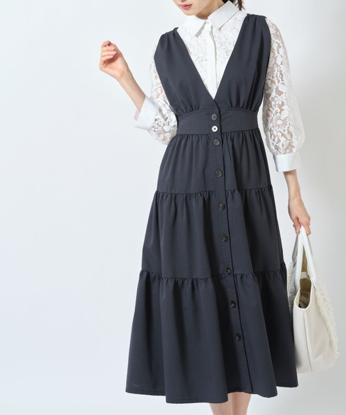 セール 後ろりぼん付きフロントボタンノースリーブティアードワンピース ワンピース Tocco Closet トッコ クローゼット のファッション通販 Zozotown