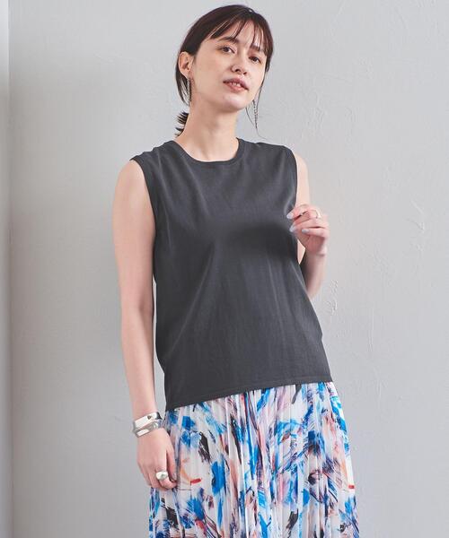 UNITED ARROWS（ユナイテッドアローズ）の「UBC ハイツイストコットン クルーネック ノースリーブニット◆（ニット/セーター・レディース・ホワイト/ダークグレー/ケリー/ブラック・FREE）」の5枚目の写真