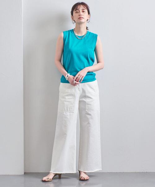 UNITED ARROWS（ユナイテッドアローズ）の「UBC ハイツイストコットン クルーネック ノースリーブニット◆（ニット/セーター・レディース・ホワイト/ダークグレー/ケリー/ブラック・FREE）」の14枚目の写真