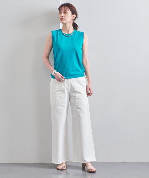 UNITED ARROWS（ユナイテッドアローズ）の「UBC ハイツイストコットン クルーネック ノースリーブニット◆（ニット/セーター・レディース・ホワイト/ダークグレー/ケリー/ブラック・FREE）」の15枚目の写真