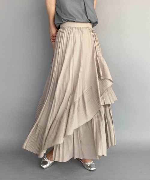 LUGIVA(ルギヴァ)の「ボイルプリーツ重ねスカート(スカート・レディース・ブラック/ベージュ/グリーン/ブラウン・M)」の3枚目の写真