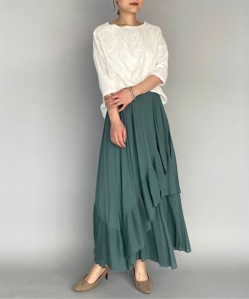 LUGIVA(ルギヴァ)の「ボイルプリーツ重ねスカート(スカート・レディース・ブラック/ベージュ/グリーン/ブラウン・M)」の22枚目の写真