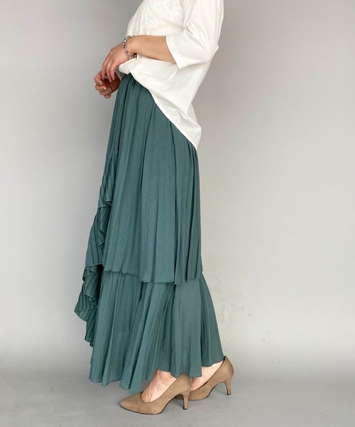 LUGIVA(ルギヴァ)の「ボイルプリーツ重ねスカート(スカート・レディース・ブラック/ベージュ/グリーン/ブラウン・M)」の19枚目の写真