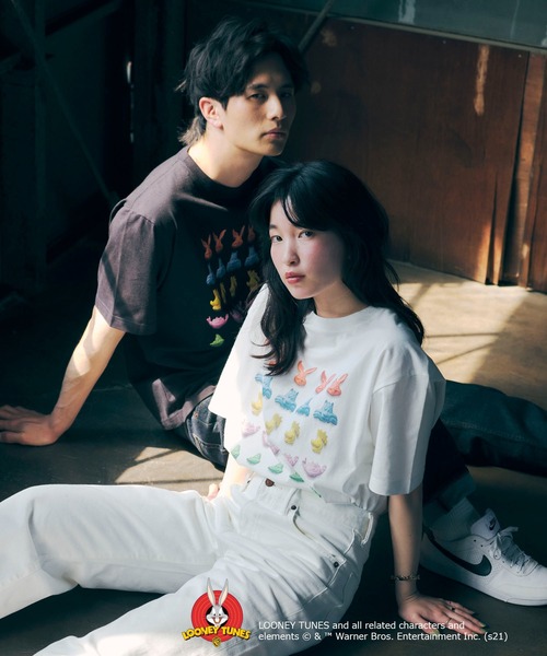 SEVENDAYS=SUNDAY（セブンデイズサンデイ）の「LOONEY TUNES TEE　＊◇（Tシャツ/カットソー・レディース・チャコールグレー/オフホワイト・S/M/L）」の3枚目の写真
