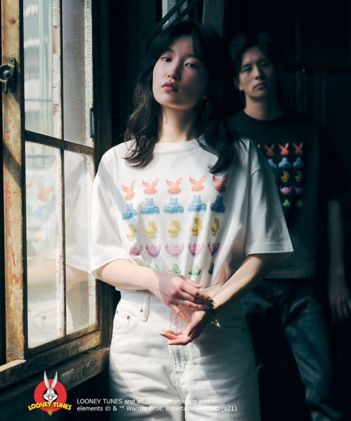SEVENDAYS=SUNDAY（セブンデイズサンデイ）の「LOONEY TUNES TEE　＊◇（Tシャツ/カットソー・レディース・チャコールグレー/オフホワイト・S/M/L）」の6枚目の写真