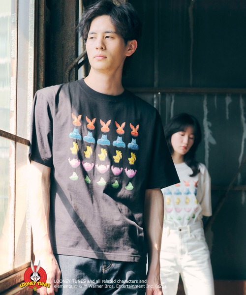 SEVENDAYS=SUNDAY（セブンデイズサンデイ）の「LOONEY TUNES TEE　＊◇（Tシャツ/カットソー・レディース・チャコールグレー/オフホワイト・S/M/L）」の5枚目の写真