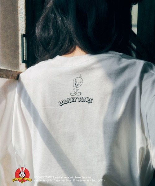 SEVENDAYS=SUNDAY（セブンデイズサンデイ）の「LOONEY TUNES TEE　＊◇（Tシャツ/カットソー・レディース・チャコールグレー/オフホワイト・S/M/L）」の11枚目の写真