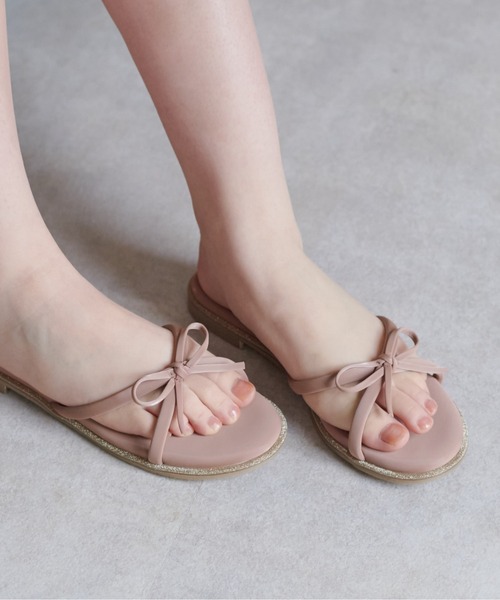 OLIVE des OLIVE（オリーブデオリーブ）の「【WEB限定カラー有】リボンチューブサンダル（サンダル・レディース・シルバー/ピンク/ダークベージュ/ベージュ・LARGE/SMALL/MEDIUM）」の7枚目の写真