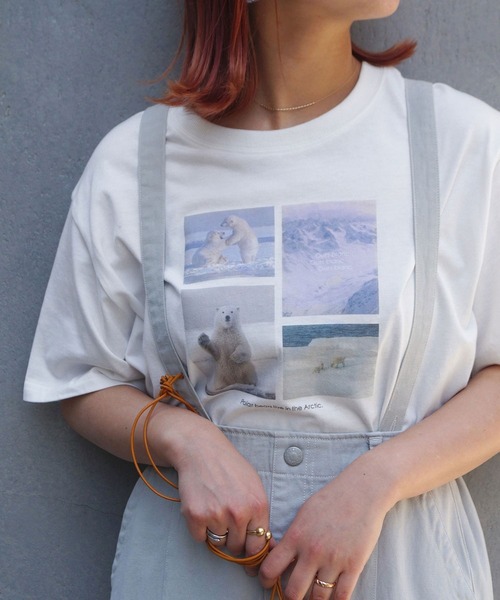 179/WG(イチナナキュウダブルジー)の「シロクマTシャツ(Tシャツ/カットソー・レディース・ブルー/ブラック/オフホワイト・FREE)」の2枚目の写真