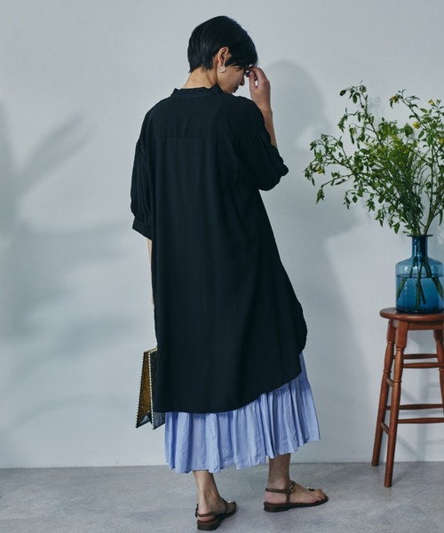 ECRIRE（エクリール）の「キーネックボリュームチュニック（チュニック・レディース・ブラック/オフホワイト/ピンク・フリー）」の11枚目の写真