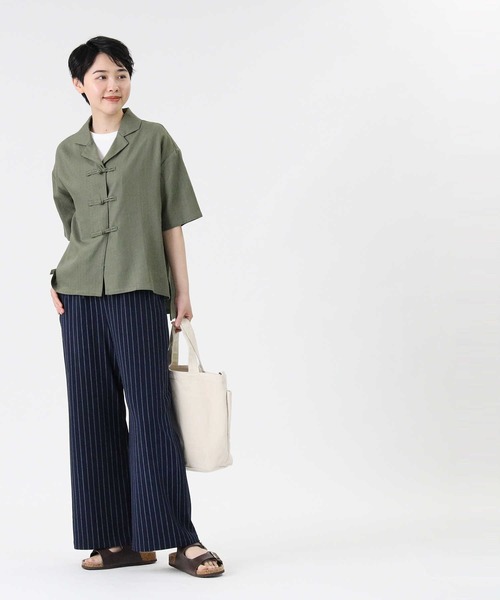 RAG MACHINE（ラグマシーン）の「【RAG MACHINE】チャイナボタン半袖シャツ（シャツ/ブラウス・レディース・レンガ/オリーブ/ベージュ・M/L）」の10枚目の写真