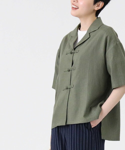 RAG MACHINE（ラグマシーン）の「【RAG MACHINE】チャイナボタン半袖シャツ（シャツ/ブラウス・レディース・レンガ/オリーブ/ベージュ・M/L）」の11枚目の写真