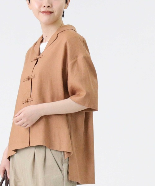 RAG MACHINE（ラグマシーン）の「【RAG MACHINE】チャイナボタン半袖シャツ（シャツ/ブラウス・レディース・レンガ/オリーブ/ベージュ・M/L）」の16枚目の写真