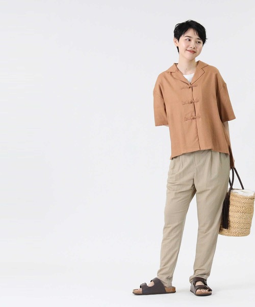 RAG MACHINE（ラグマシーン）の「【RAG MACHINE】チャイナボタン半袖シャツ（シャツ/ブラウス・レディース・レンガ/オリーブ/ベージュ・M/L）」の19枚目の写真