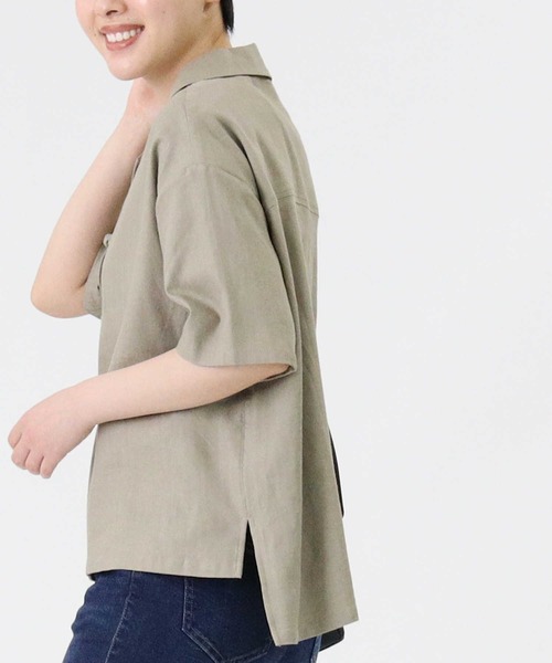 RAG MACHINE（ラグマシーン）の「【RAG MACHINE】チャイナボタン半袖シャツ（シャツ/ブラウス・レディース・レンガ/オリーブ/ベージュ・M/L）」の5枚目の写真