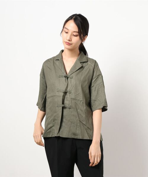 RAG MACHINE（ラグマシーン）の「【RAG MACHINE】チャイナボタン半袖シャツ（シャツ/ブラウス・レディース・レンガ/オリーブ/ベージュ・M/L）」の15枚目の写真