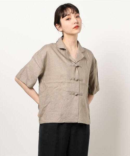 RAG MACHINE（ラグマシーン）の「【RAG MACHINE】チャイナボタン半袖シャツ（シャツ/ブラウス・レディース・レンガ/オリーブ/ベージュ・M/L）」の9枚目の写真