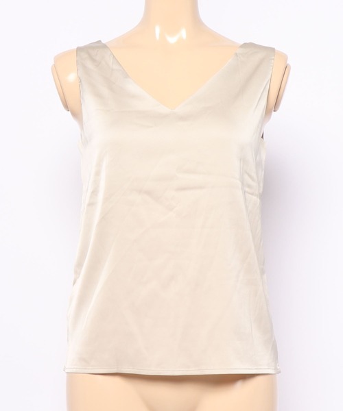 Ritzy(リッツィー)の「大人シルエット シンプル Vネックノースリーブ(Tシャツ/カットソー・レディース・ホワイト/ブラック/ベージュ/ライトグリーン/カーキ/ブラウン/グリーン/ネイビー・S/M/L/XL)」の17枚目の写真