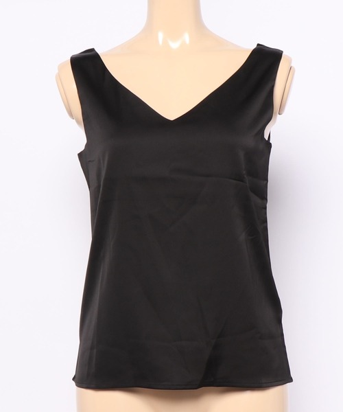Ritzy(リッツィー)の「大人シルエット シンプル Vネックノースリーブ(Tシャツ/カットソー・レディース・ホワイト/ブラック/ベージュ/ライトグリーン/カーキ/ブラウン/グリーン/ネイビー・S/M/L/XL)」の19枚目の写真