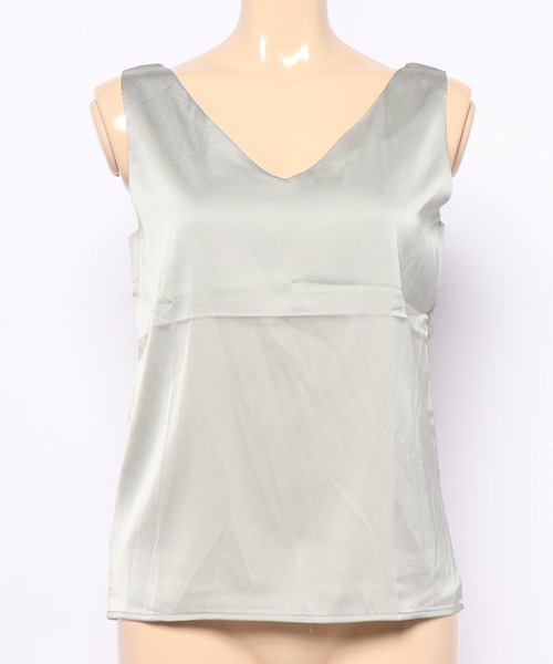 Ritzy(リッツィー)の「大人シルエット シンプル Vネックノースリーブ(Tシャツ/カットソー・レディース・ホワイト/ブラック/ベージュ/ライトグリーン/カーキ/ブラウン/グリーン/ネイビー・S/M/L/XL)」の20枚目の写真